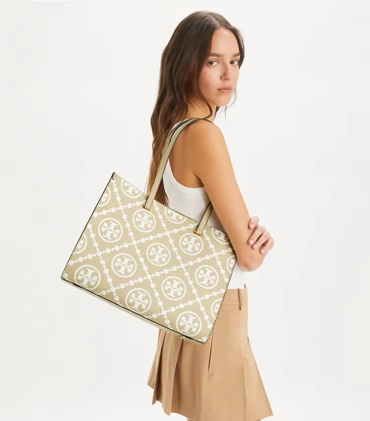 T Monogram Contrast Embossed Tote - Image 2