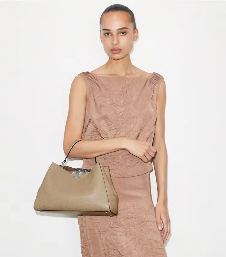Eleanor Soft Croc-Embossed Satchel - Image 3