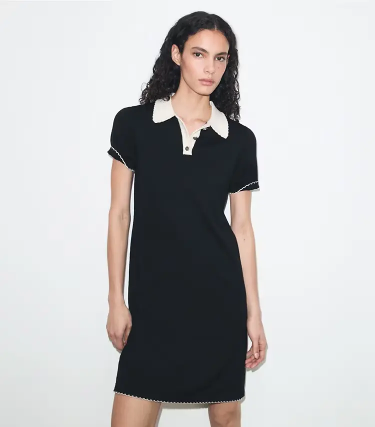 Wool Scalloped Polo Dress - Image 2