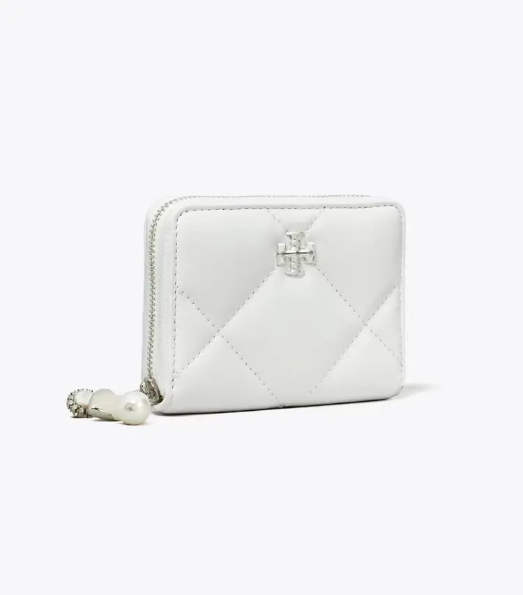 Small Kira Diamond Quilt Distressed Charm Zip-Around Wallet