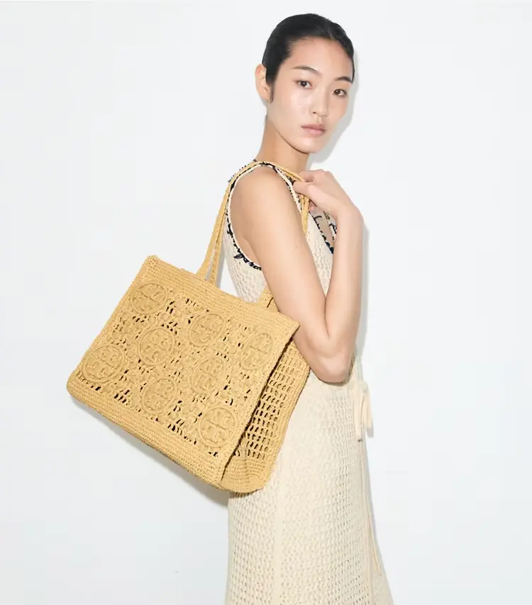 T Monogram Crochet Tote - Image 2