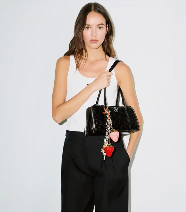Small Crinkle Leather Marshmallow Satchel - Image 2