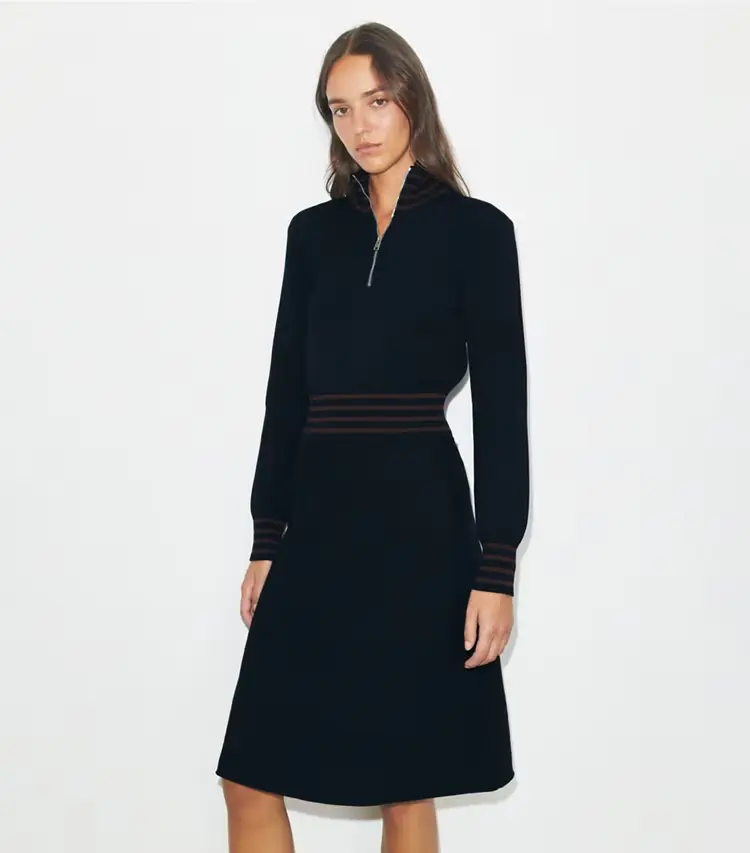 A-Line Turtleneck Zip Dress - Image 2