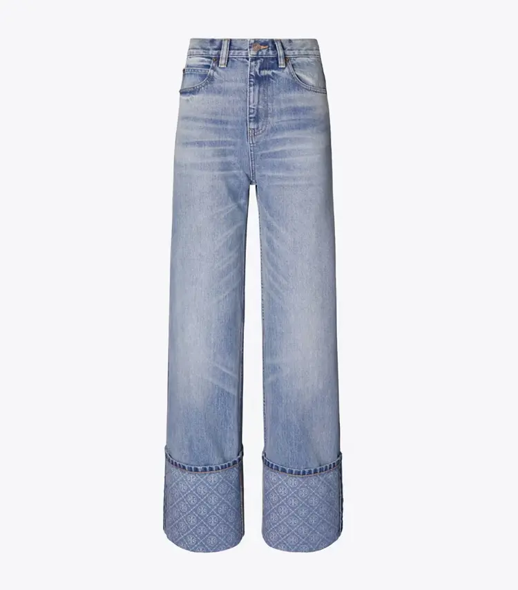 Contrast Cuff Straight Leg Jean