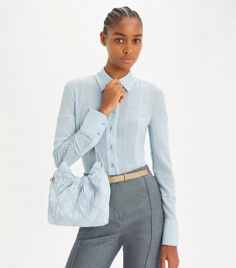Mini Fleming Soft Denim Hobo Bag - Image 3