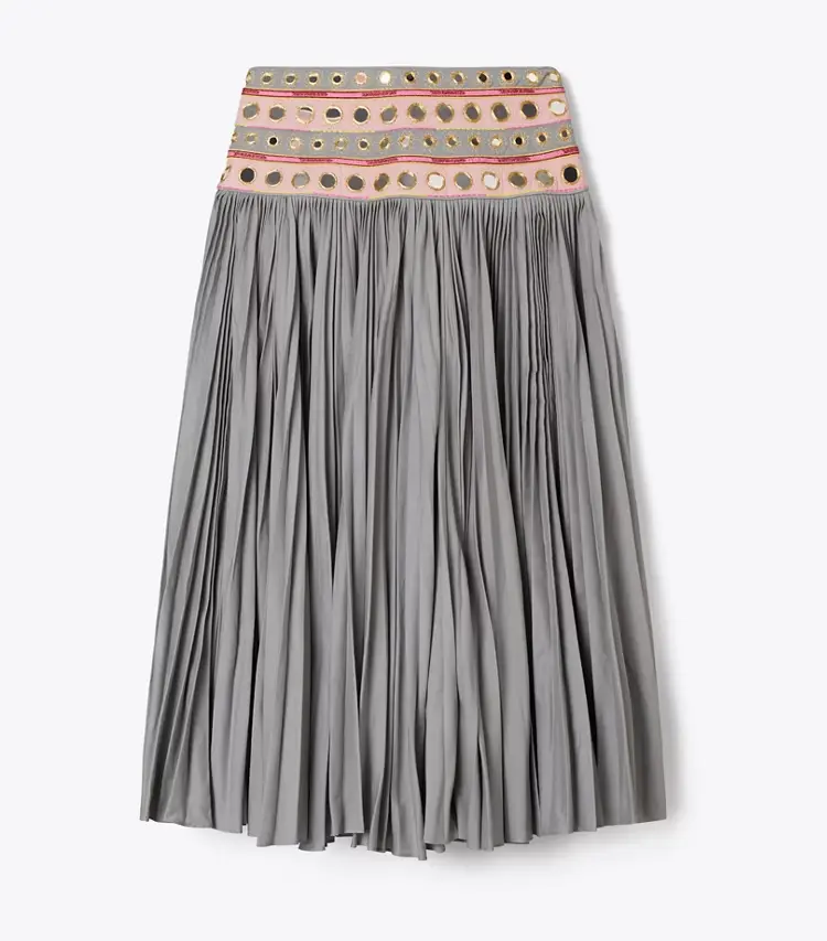 Mirror Embellished Cotton Skirt