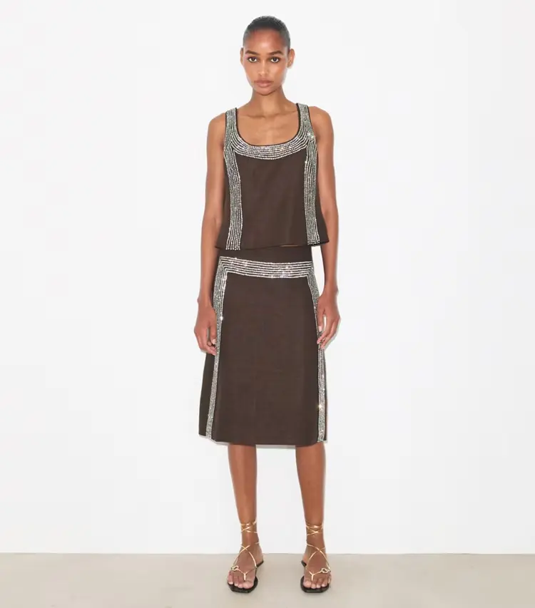 Embellished Linen Skirt - Image 2