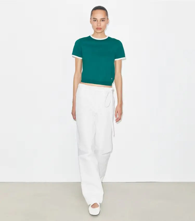 Contrast-Trim Short-Sleeve Sweater - Image 3