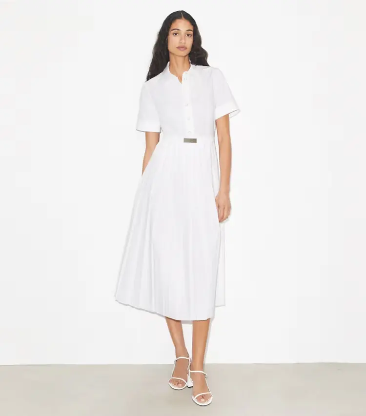 Pleated Poplin Shirtdress - Image 2