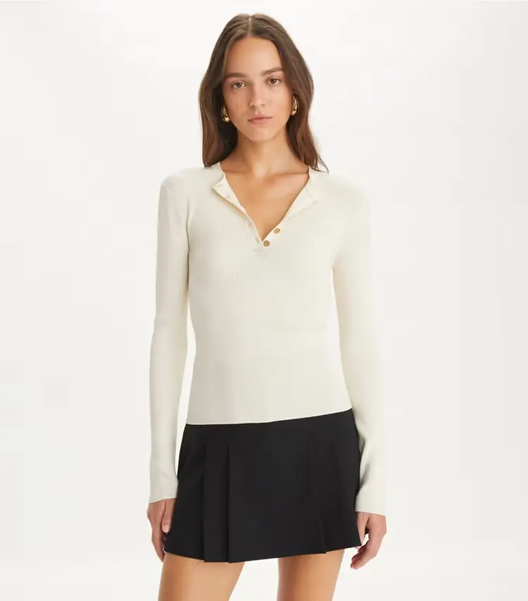 Ribbed Viscose Henley - Image 2