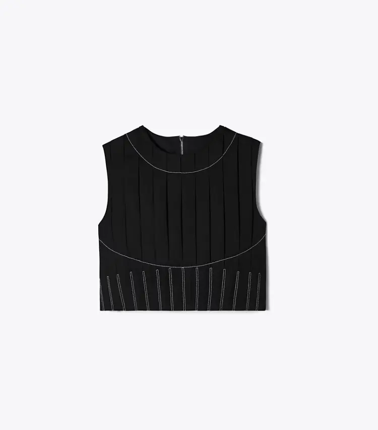 Wool Twill Pleated Top