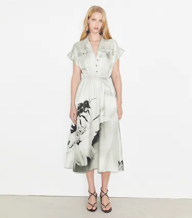 Printed Silk Twill Shirtdress - Image 2