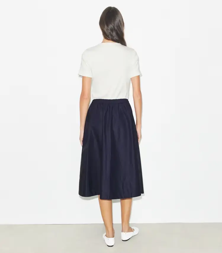 Drawstring Nylon Midi Skirt - Image 3