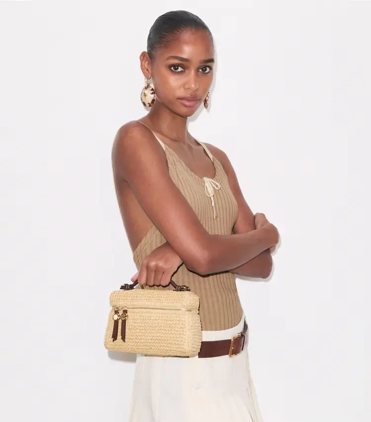 Slim Romy Woven Top Handle Bag - Image 3