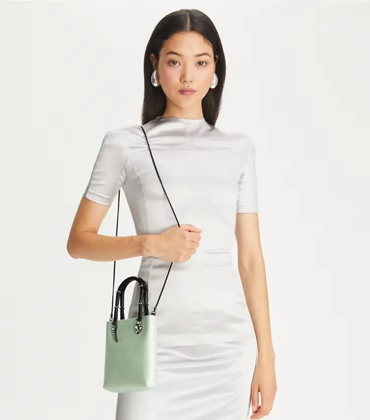 Mini Satin Snake Handle Tote - Image 2