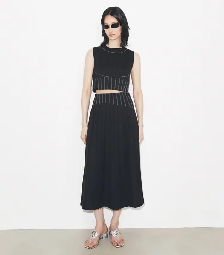 Wool Twill Pleated Skirt - Image 2