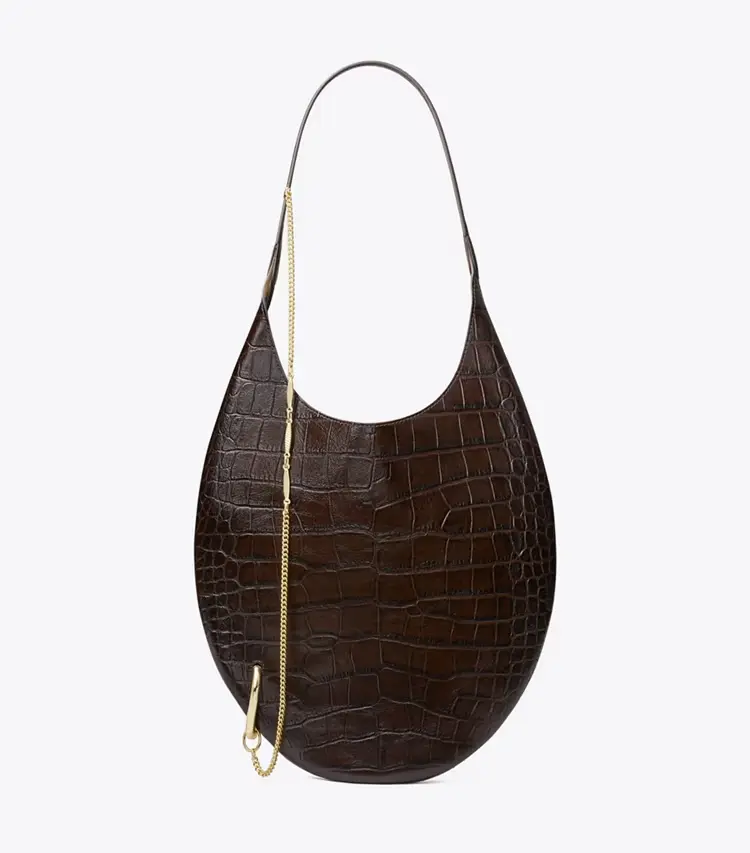Pierced Croc-Embossed Soft Bag - Image 3