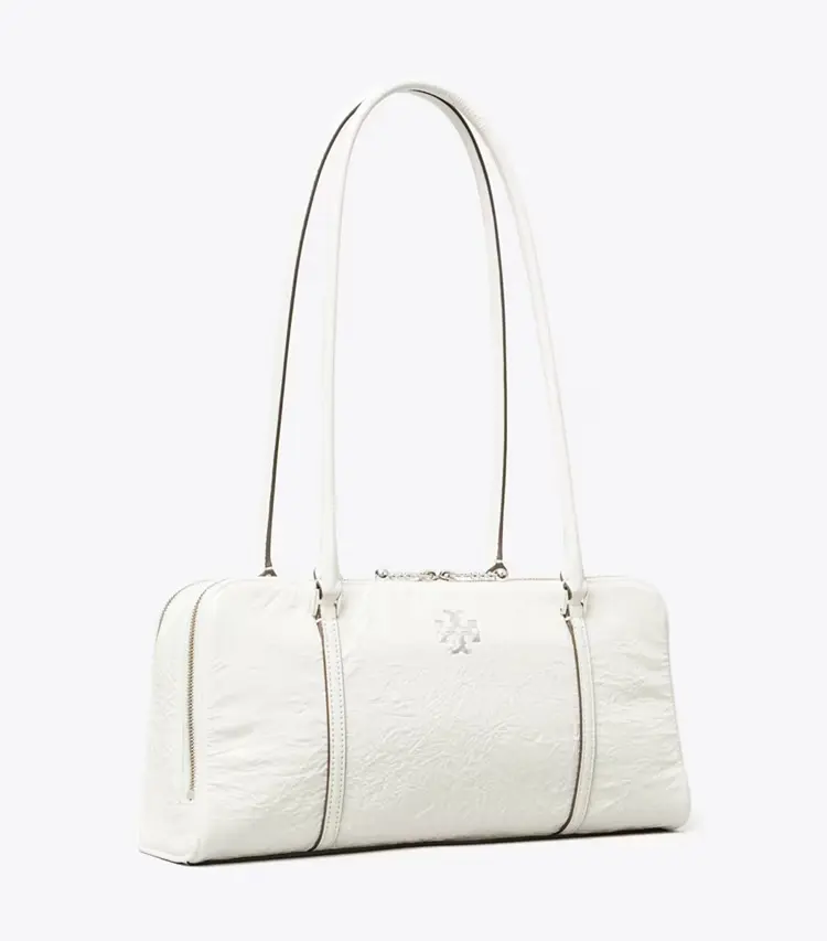 Small Crinkle Leather Marshmallow Satchel