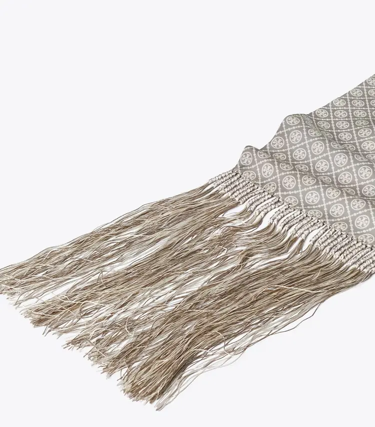 T Monogram Fringed Oblong Scarf - Image 2