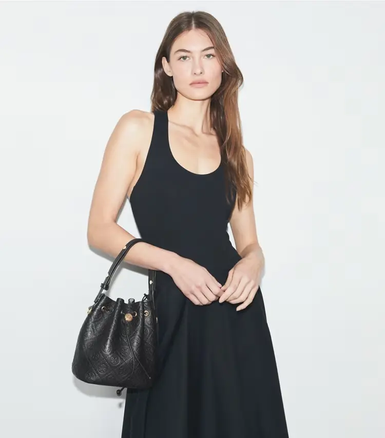 T Monogram Pebbled Bucket Bag - Image 3