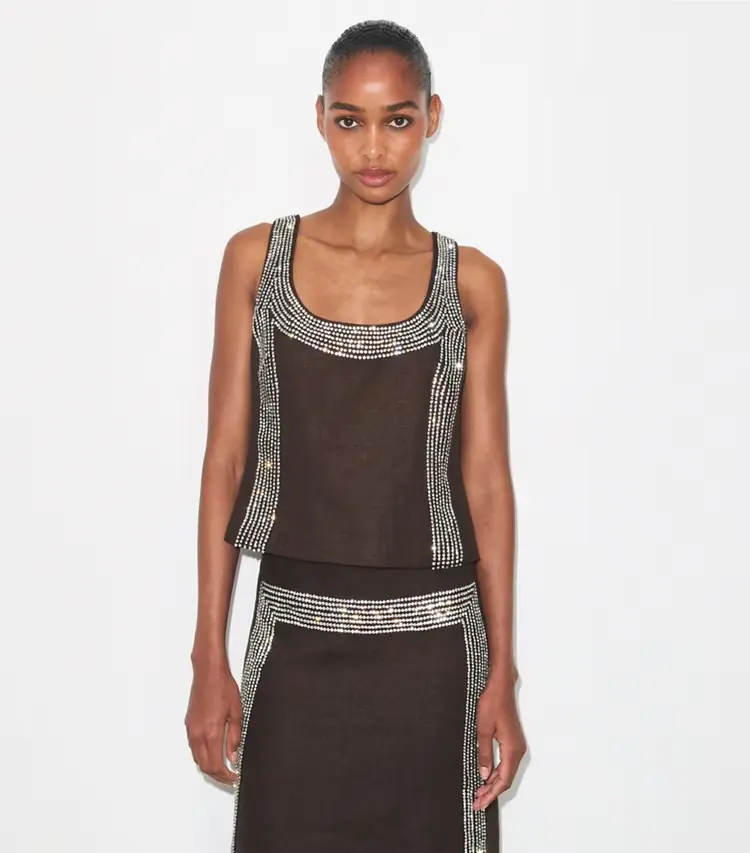 Embellished Linen Top - Image 2
