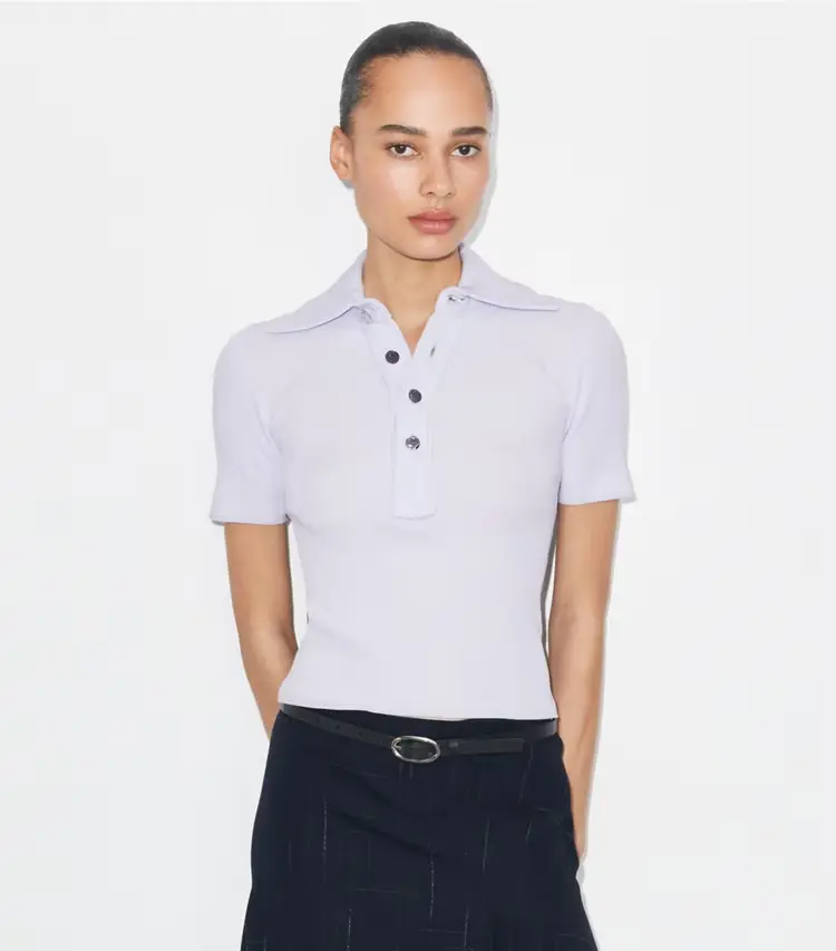 Viscose Ribbed Polo Sweater - Image 2