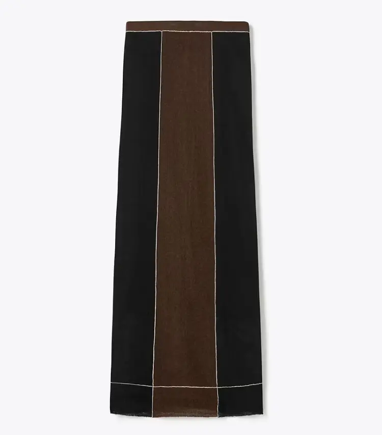 Colorblock Wool Skirt