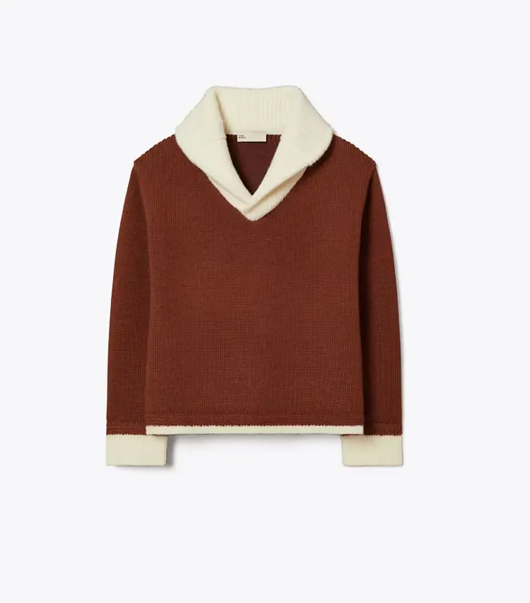 Contrast Collar Wool Sweater