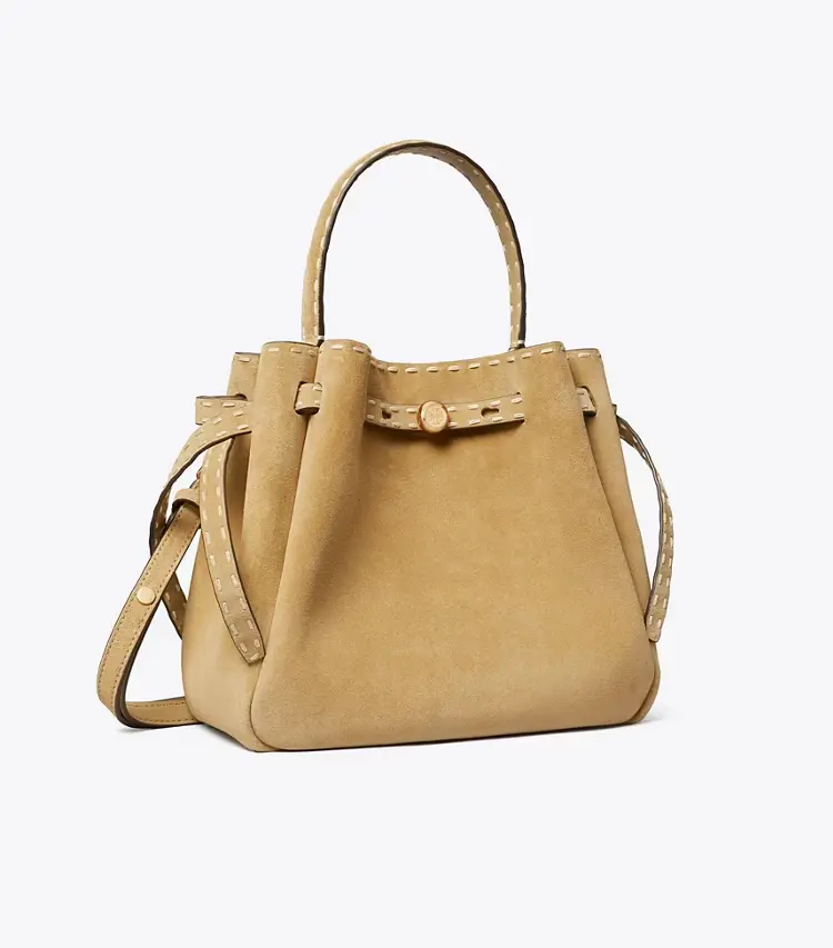 Romy Suede Pick Stitch Bucket Bag