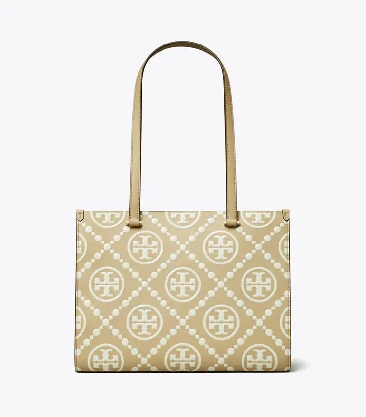 T Monogram Contrast Embossed Small Tote - Image 3