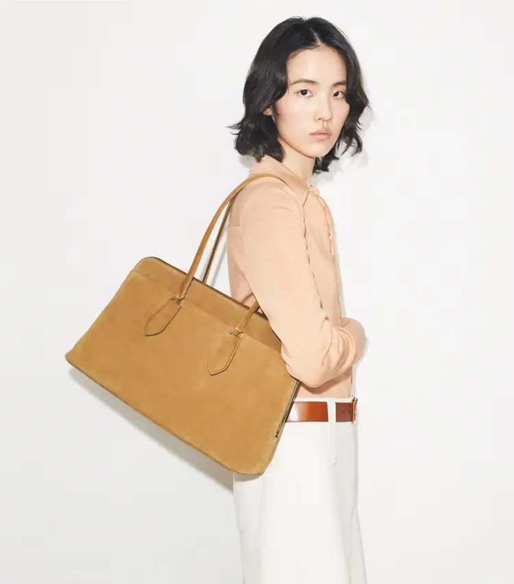 Lock Suede Satchel - Image 2