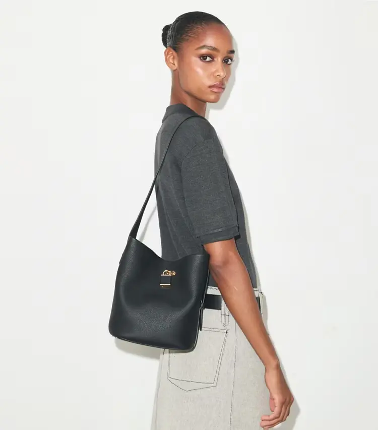 Medium Lock Slim Bucket Bag - Image 2