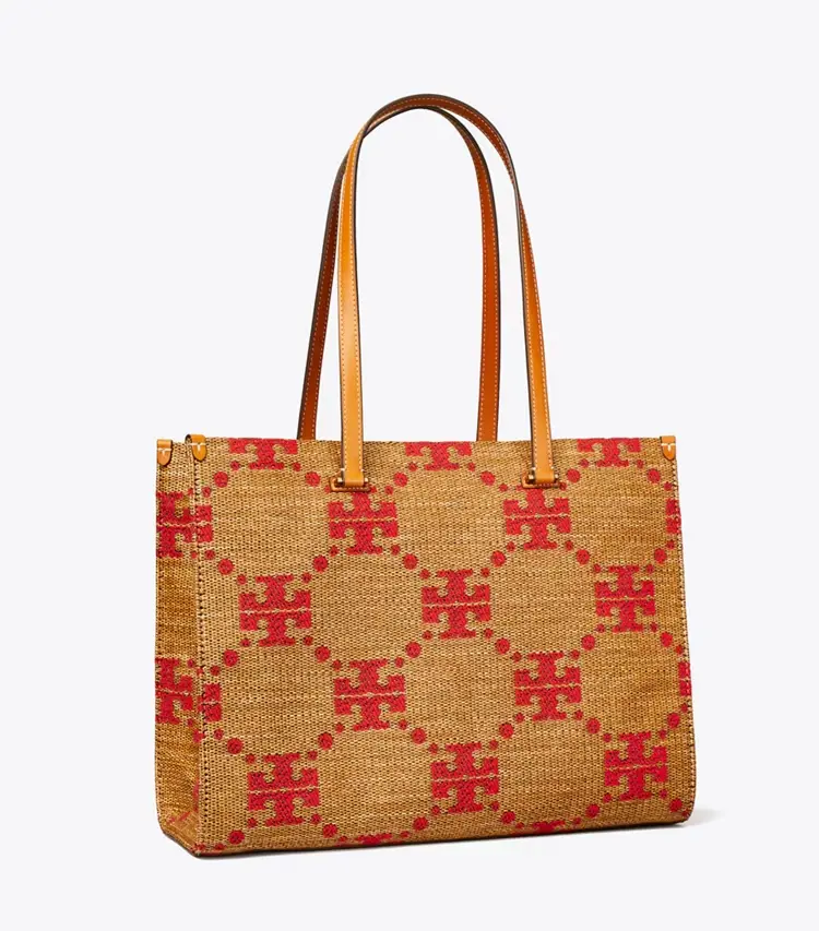 T Monogram Woven Tote