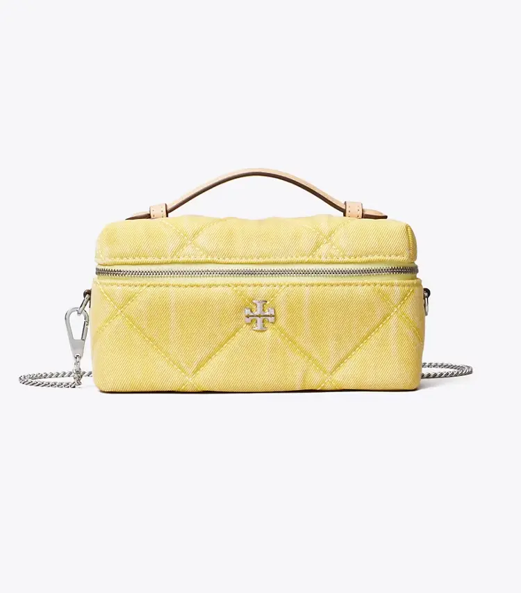 Kira Diamond Quilt Denim Vanity Case - Image 3