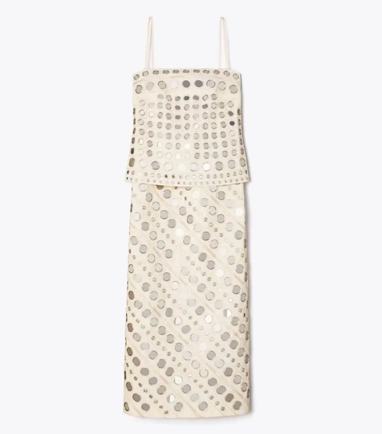 Mirror Embellished Cotton Dress