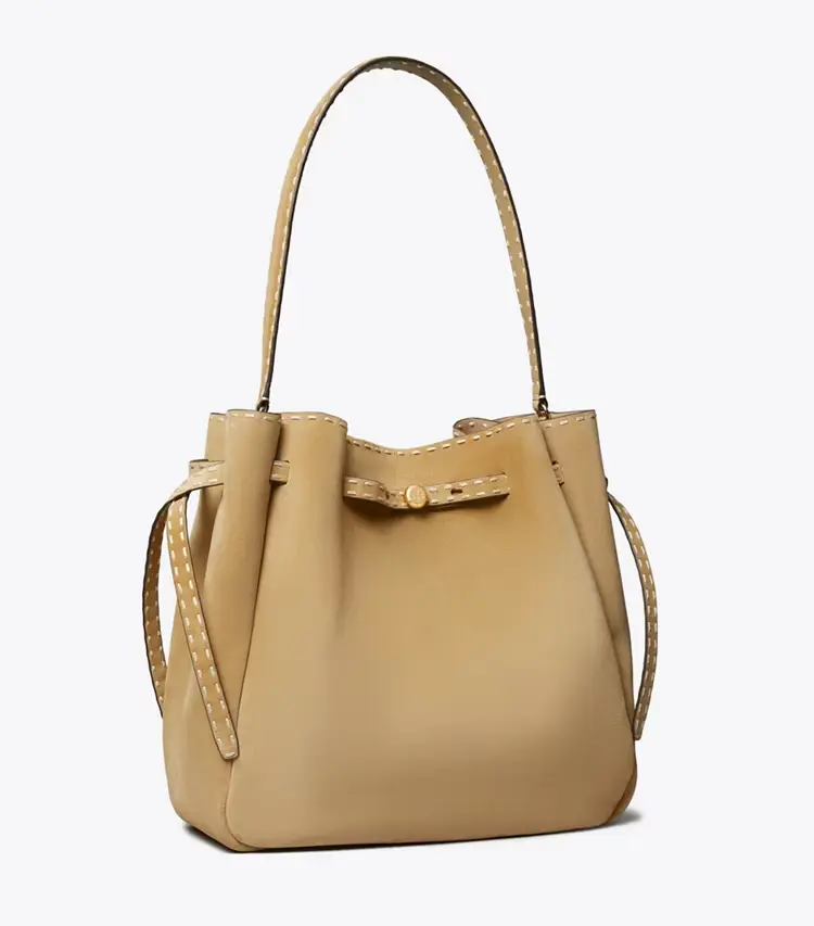 Large Romy Suede Pick Stitch Bucket Bag