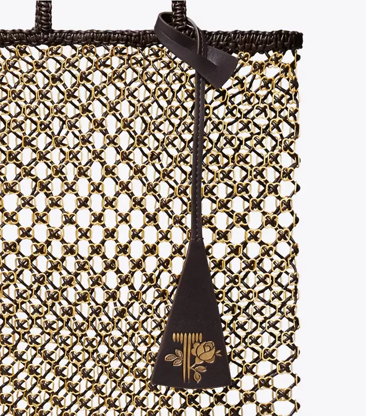Small Handwoven Chain Mesh Tote - Image 4