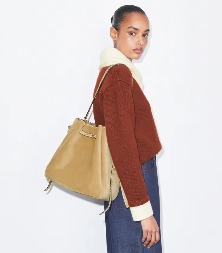 Large Romy Suede Pick Stitch Bucket Bag - Image 2