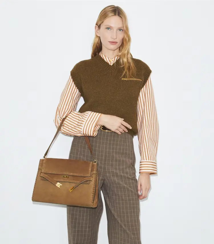 Large Lee Radziwill Suede Shoulder Bag - Image 2