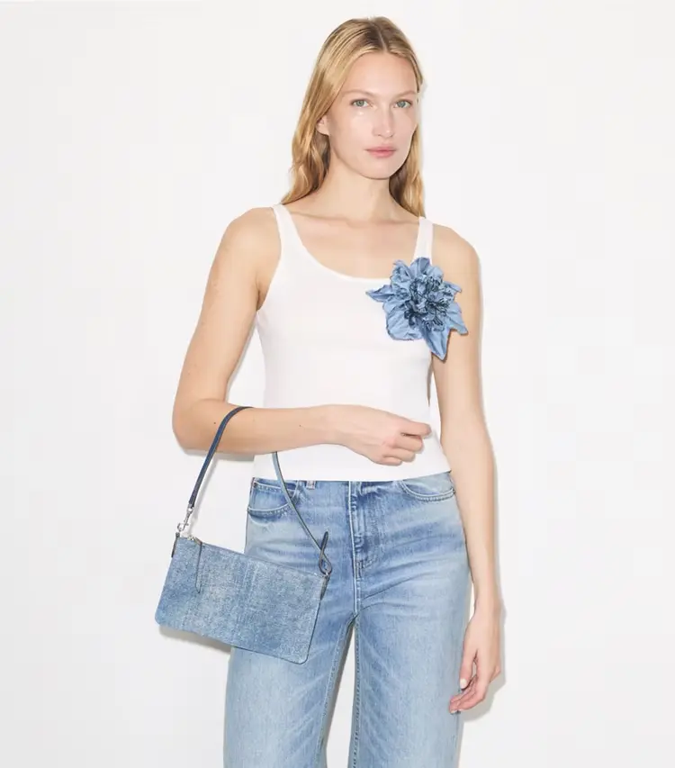 Suede Print Denim Pochette - Image 2