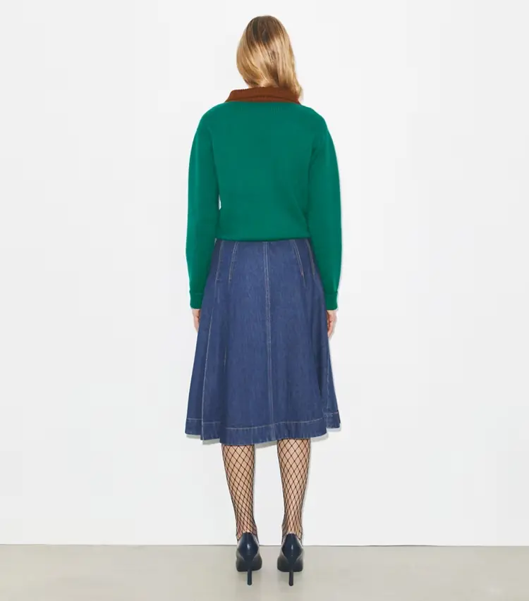 Pleated Denim Skirt - Image 3
