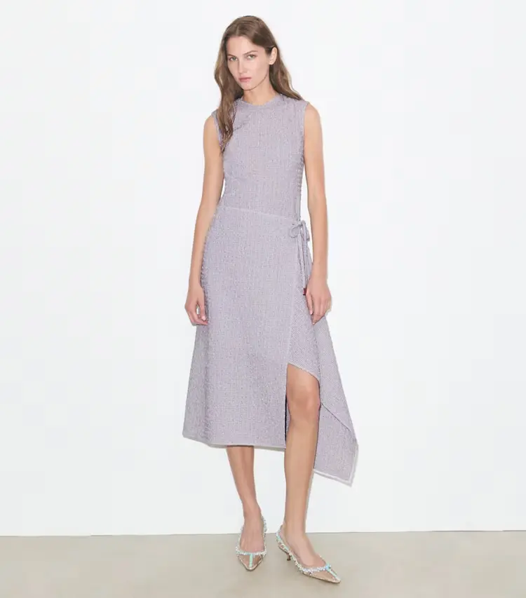 Asymmetric Cotton Wrap Dress - Image 2