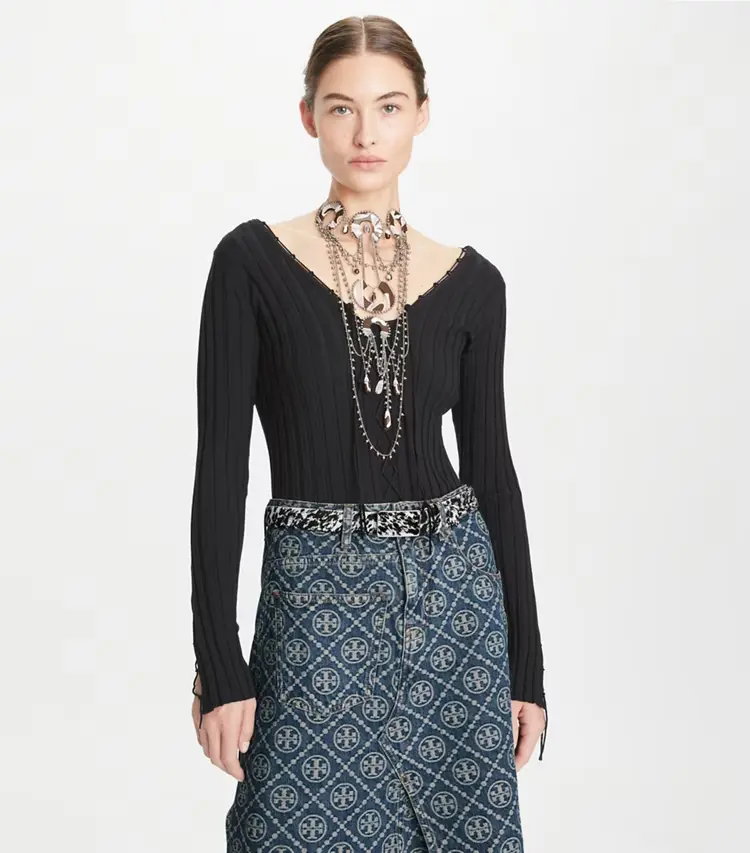 Lace-Up Wool Sweater - Image 2