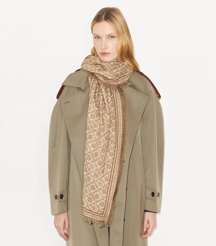 T Monogram Floral Oblong Scarf - Image 4