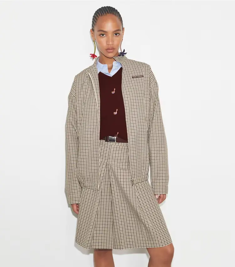 Nylon Plaid Golf Jacket - Image 2