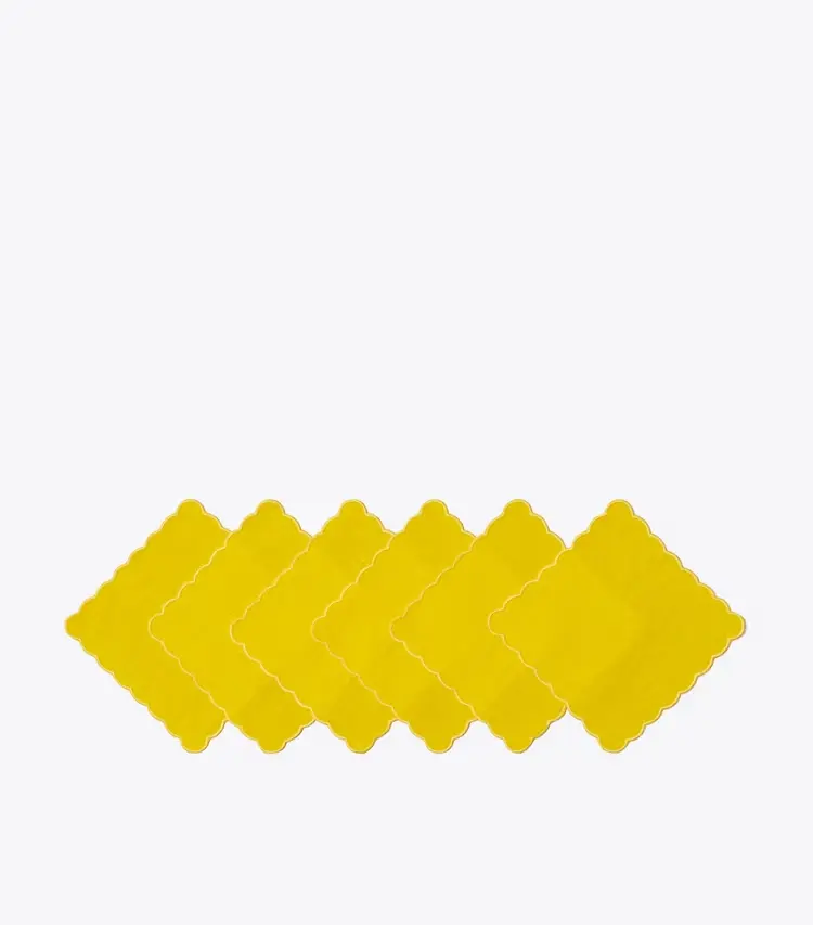 Scalloped Cocktail Linen Napkin, Set Of 6 - Image 2
