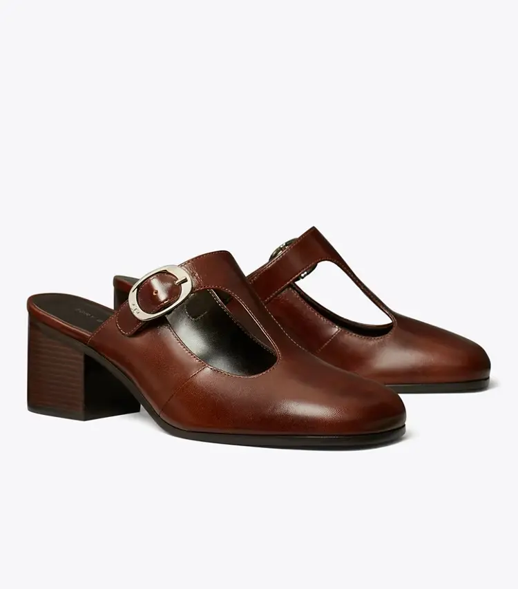 Violet T-Strap Heeled Mule