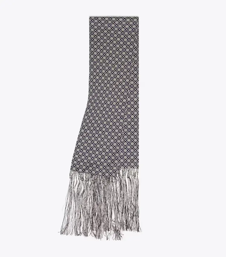 T Monogram Fringed Oblong Scarf - Image 3
