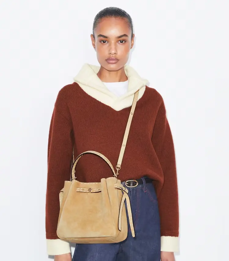 Romy Suede Pick Stitch Bucket Bag - Image 2