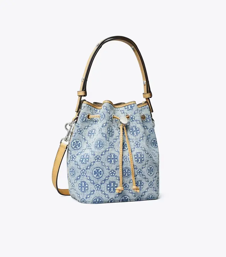 T Monogram Denim Mini Bucket Bag